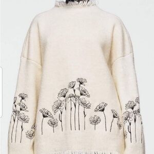 Zara Women's White and Cream Jumper